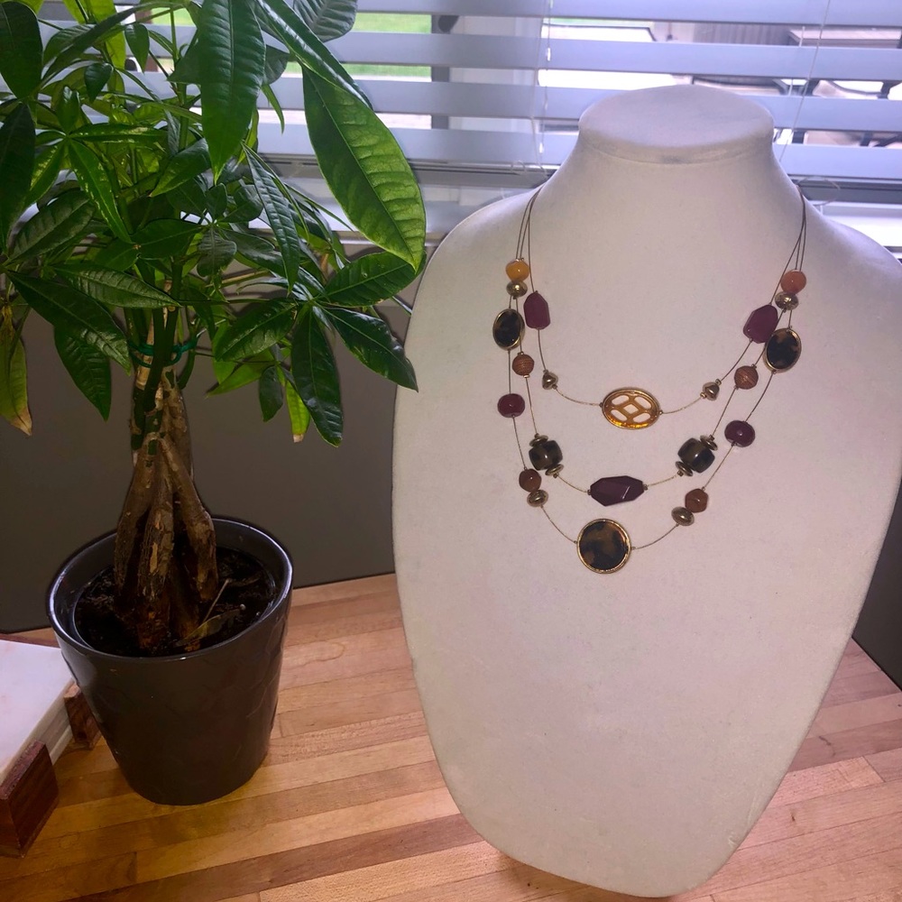 NWT Chico’s Gold Tone Mila Illusion Beaded Necklace